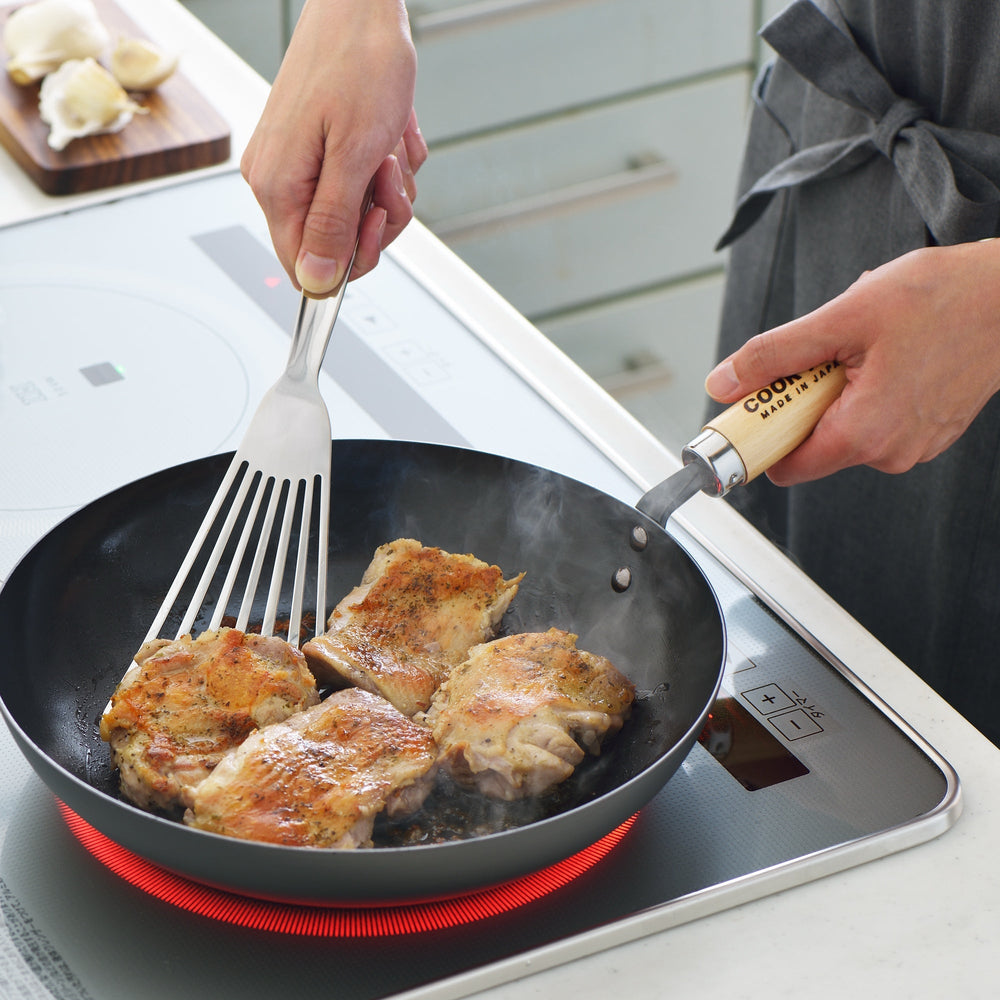 Yoshikawa Cook-Pal Ren Deep Frying Pan 28cm– Nitrided Carbon Steel, Made in Japan 