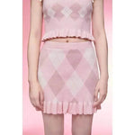 Diamond Vest Spaghetti Straps Knitted Cardigan Coat Three-piece Set - EX-STOCK Canada