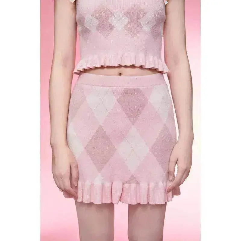 Diamond Vest Spaghetti Straps Knitted Cardigan Coat Three-piece Set - EX-STOCK Canada