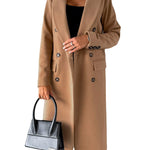 Double Breasted Lapel Coat Winter Fashion Solid Slim Long Jacket Long Sleeve Tops Womens Clothing EX-STOCK Canada 