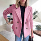 Double Breasted Lapel Jacket Fashion Knitted Sleeves Splicing Design Coat Outerwear EX-STOCK Canada 