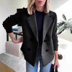 Double Breasted Lapel Jacket Fashion Knitted Sleeves Splicing Design Coat Outerwear EX-STOCK Canada 