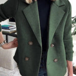 Double Breasted Lapel Jacket Fashion Knitted Sleeves Splicing Design Coat Outerwear EX-STOCK Canada 