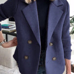 Double Breasted Lapel Jacket Fashion Knitted Sleeves Splicing Design Coat Outerwear EX-STOCK Canada 