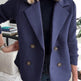 Double Breasted Lapel Jacket Fashion Knitted Sleeves Splicing Design Coat Outerwear EX-STOCK Canada 