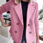 Double Breasted Lapel Jacket Fashion Knitted Sleeves Splicing Design Coat Outerwear EX-STOCK Canada 