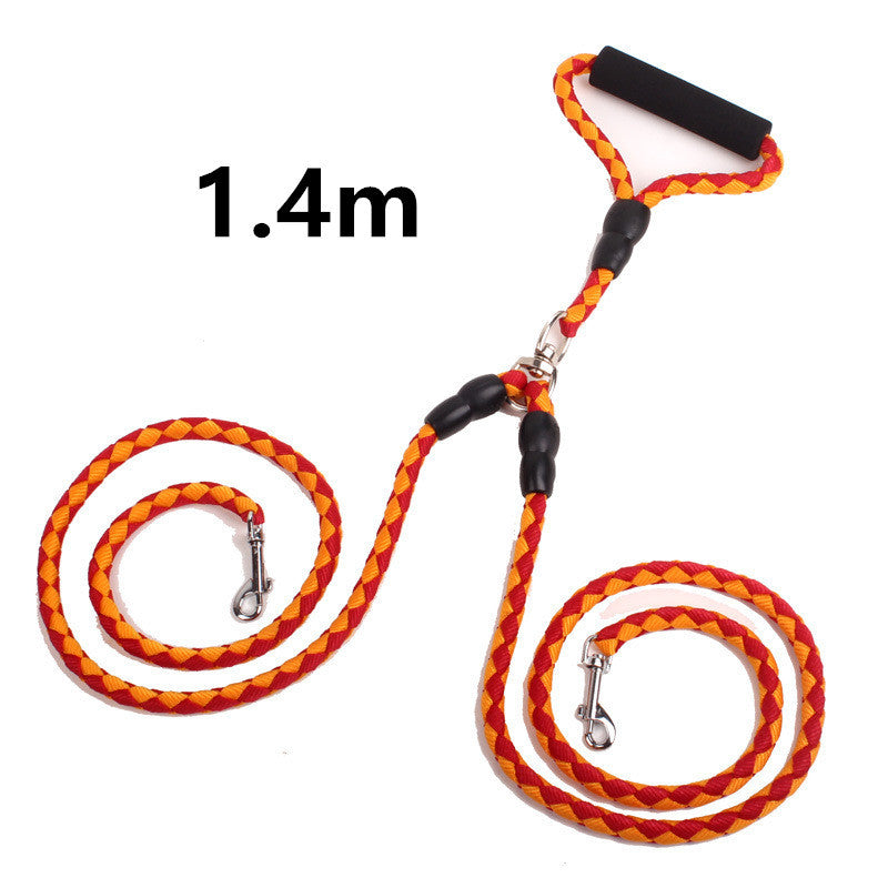 Double-Ended Traction Rope For Walking The Dog Hand-Double-Ended Traction Rope One Plus Two Leash Collar Pet Supplies Dog Collar EX-STOCK Canada 