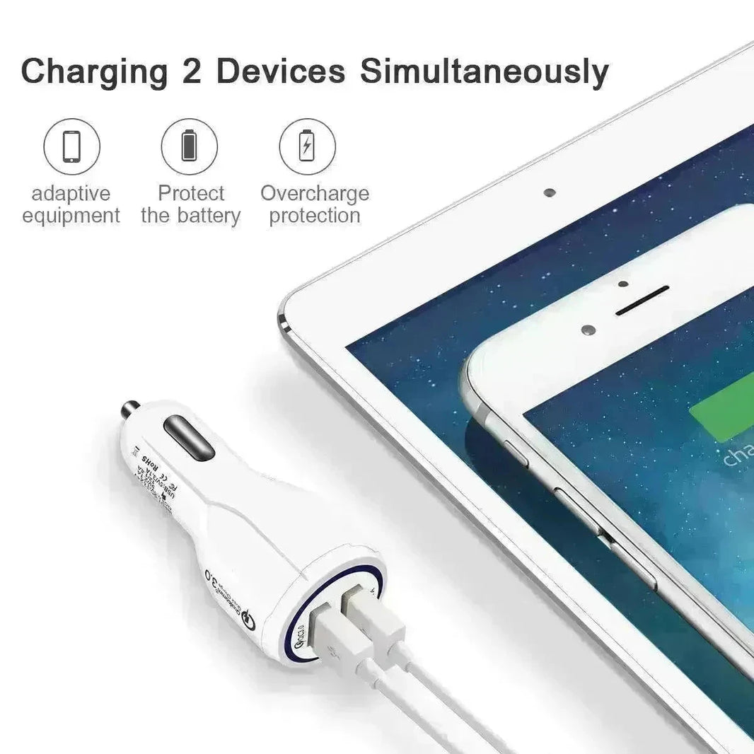 Dual USB Car Charger Qualcomm QC 3.0 Fast Charging Adapter - EX-STOCK CANADA