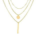 Electroplating Gold and Silver Double-layer Wafer And Long Bar Pendant Necklace - EX-STOCK Canada