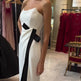 Elegant Simple Strapless White Slit Long Dress - EX-STOCK Canada
