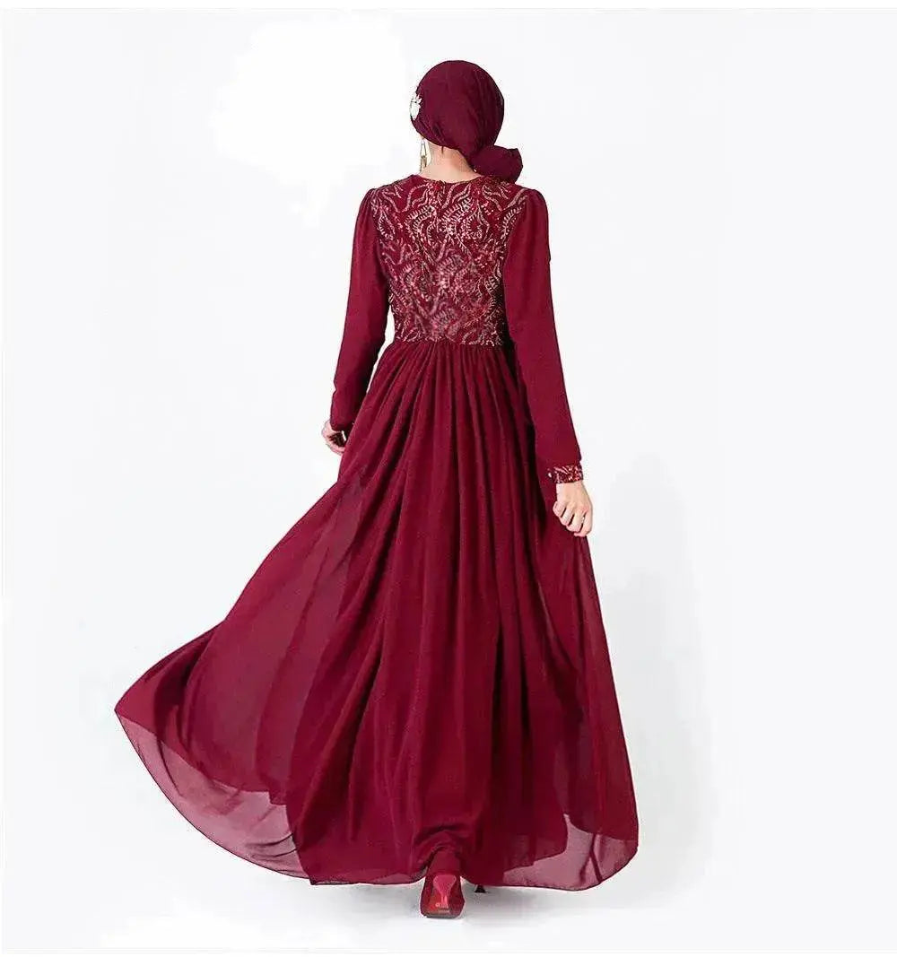 Embroidered Arab Lace Long Sleeve Dress - EX-STOCK Canada