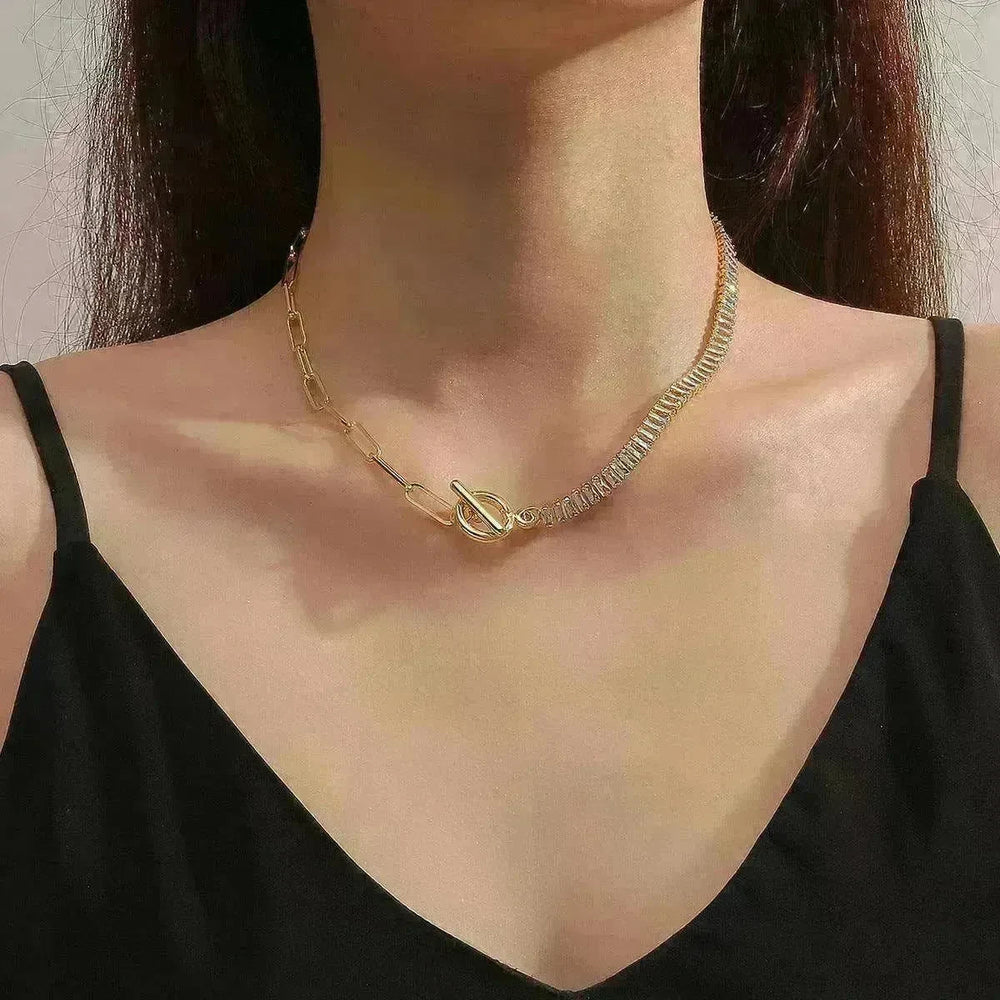 European And American Accessories Stitching Mixed Color Zircon Necklace - EX-STOCK CANADA