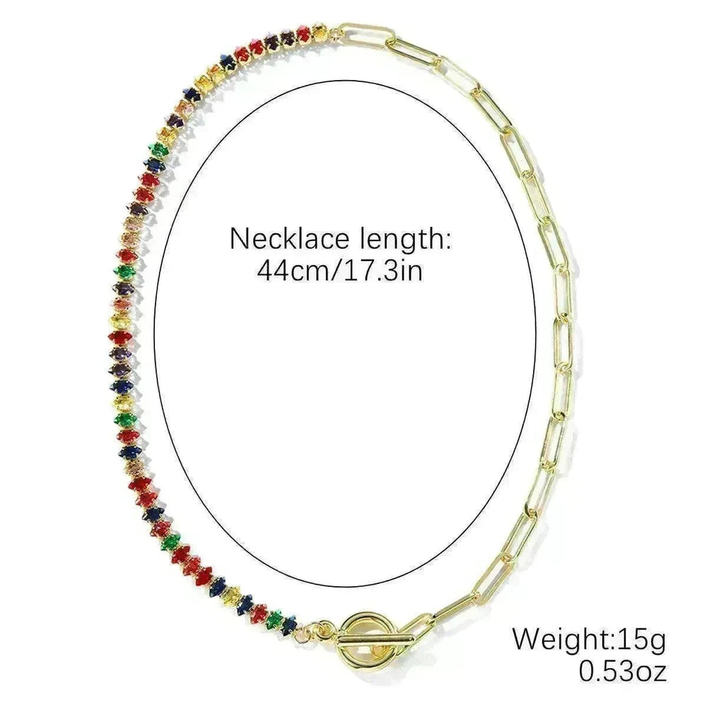 European And American Accessories Stitching Mixed Color Zircon Necklace - EX-STOCK CANADA