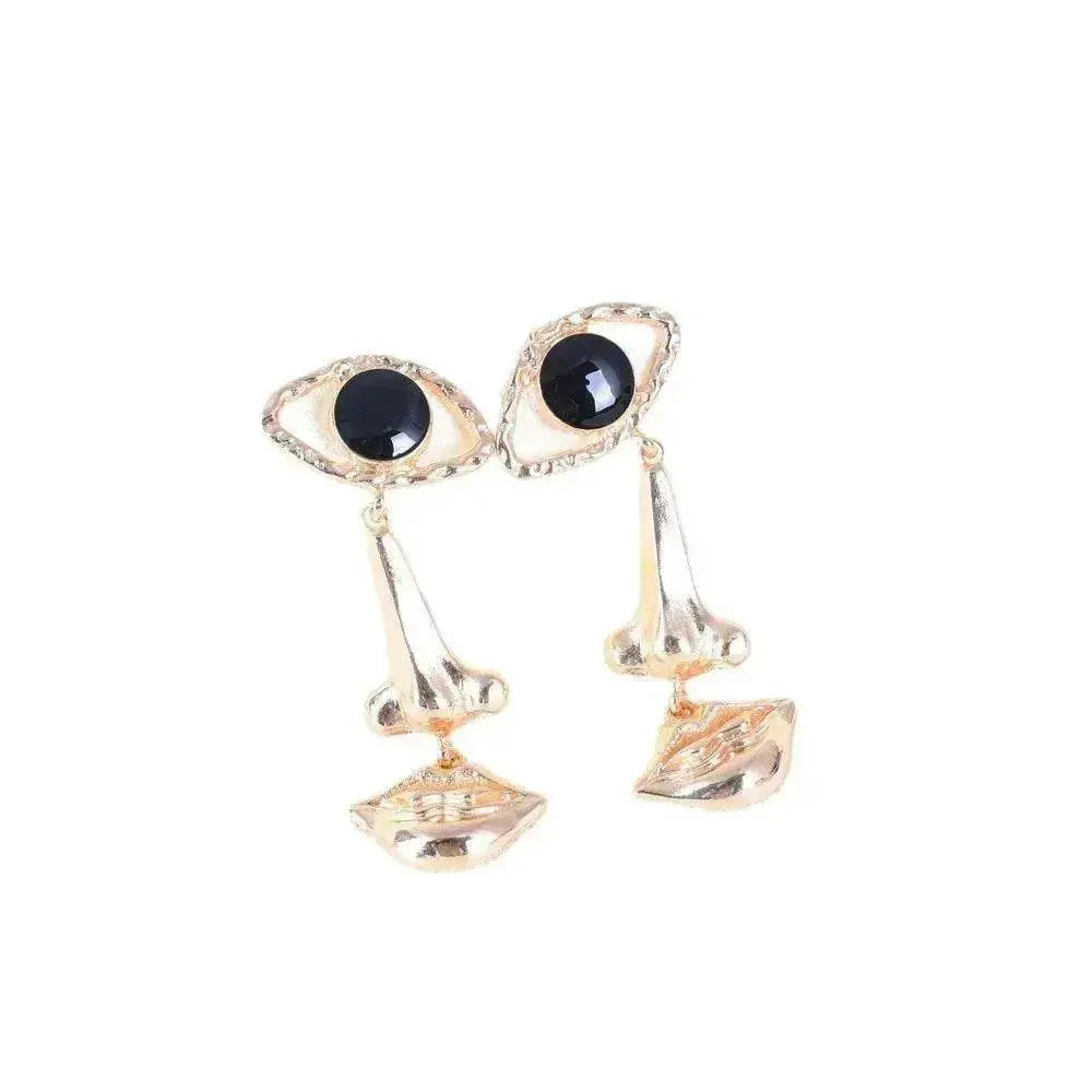 Exaggerated Long Retro Nose Lips Eye Dangle Earrings - EX-STOCK Canada