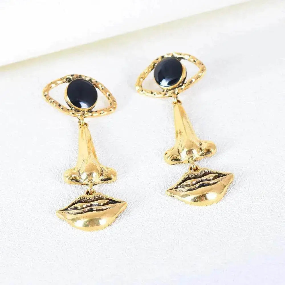 Exaggerated Long Retro Nose Lips Eye Dangle Earrings - EX-STOCK Canada