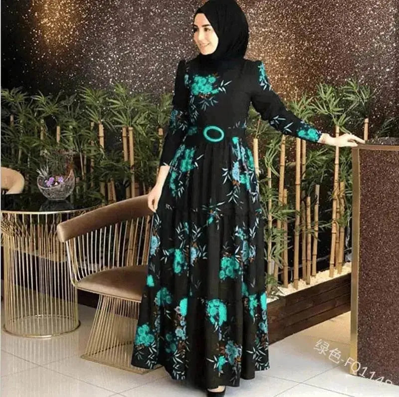 Fashion Floral Long Sleeve dress for Middle East Arab Dubai Turkey ArabWomen - EX-STOCK Canada