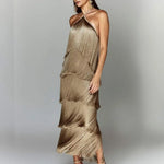 Fashion Halter Backless Sleeveless Tassel fringe Dress - EX-STOCK Canada