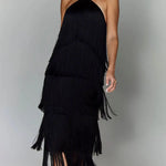 Fashion Halter Backless Sleeveless Tassel fringe Dress - EX-STOCK Canada