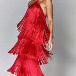 Fashion Halter Backless Sleeveless Tassel fringe Dress - EX-STOCK Canada