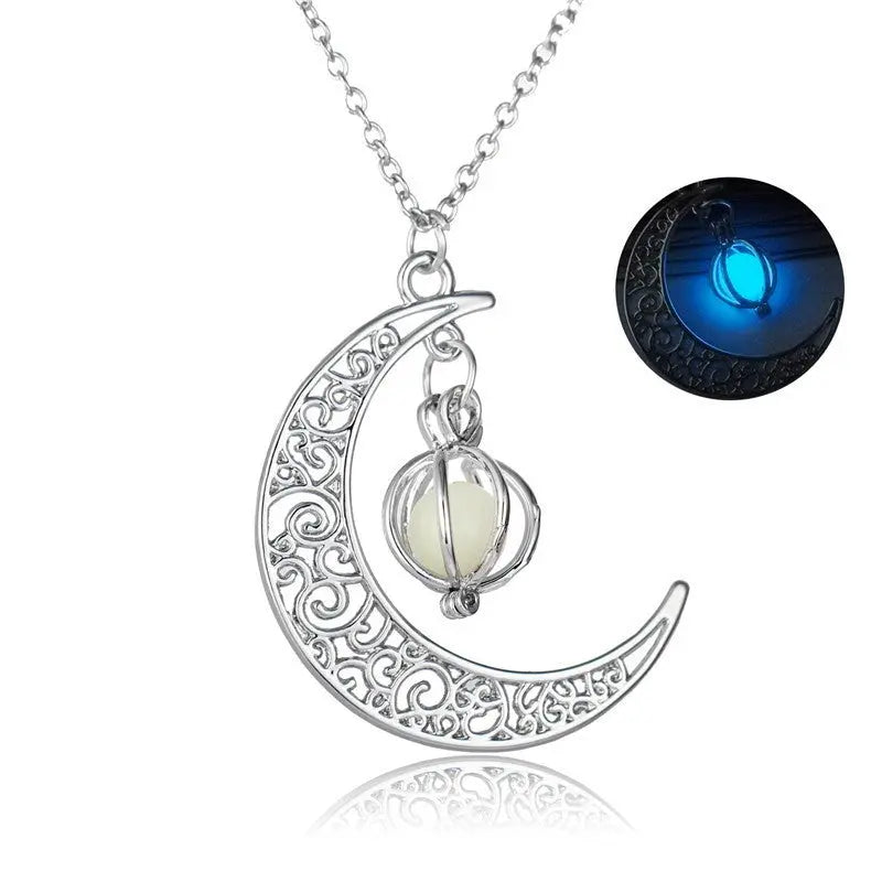 Fashion Moon Natural Glowing Stone Healing Necklace Women Gift Charm Luminous Pendant Necklace Jewelry - EX-STOCK Canada