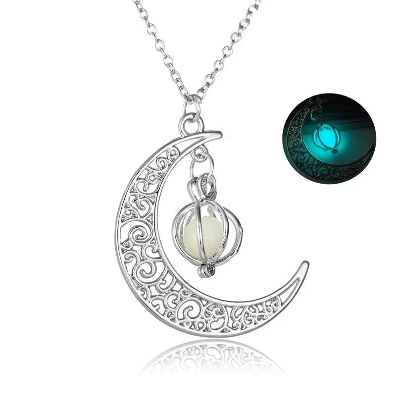 Fashion Moon Natural Glowing Stone Healing Necklace Women Gift Charm Luminous Pendant Necklace Jewelry - EX-STOCK Canada