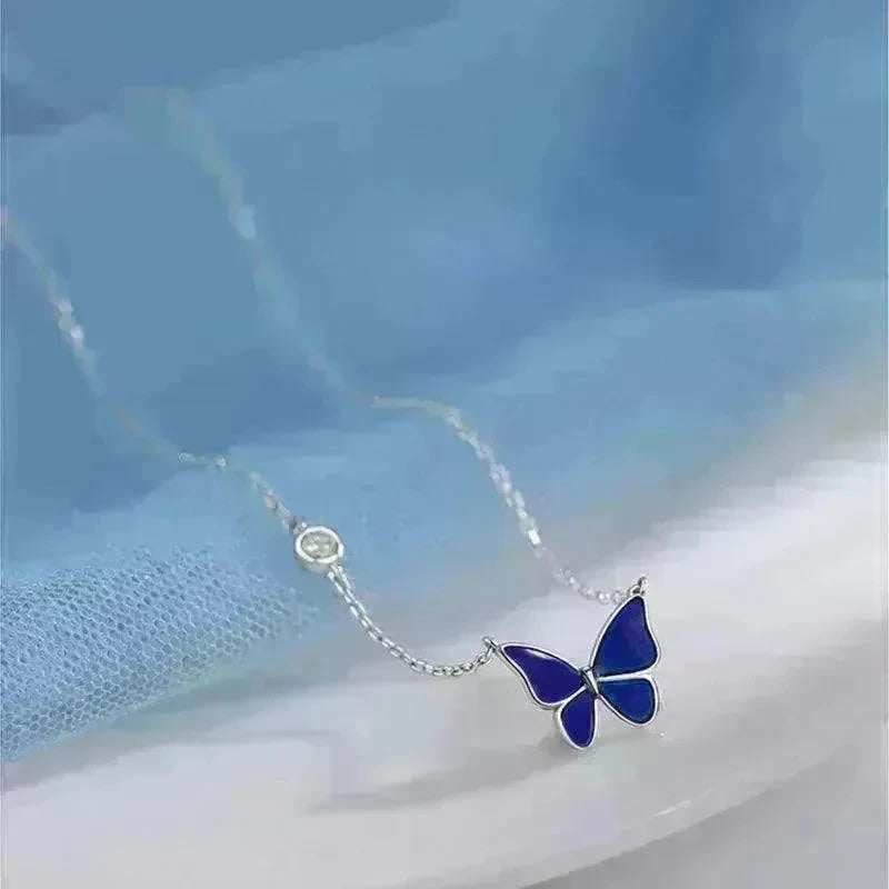Fashion Novelty S925 Sliver Color-changing Butterfly Necklace - EX-STOCK CANADA