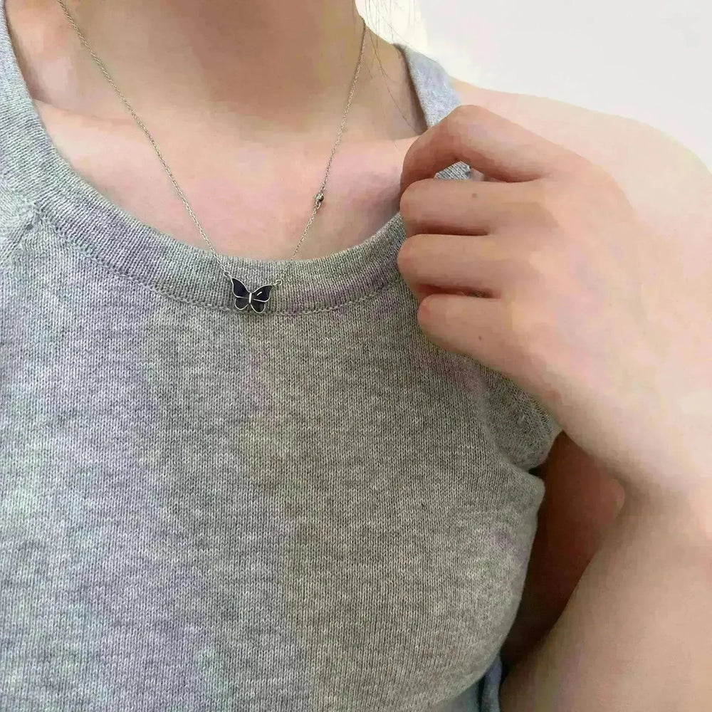Fashion Novelty S925 Sliver Color-changing Butterfly Necklace - EX-STOCK CANADA