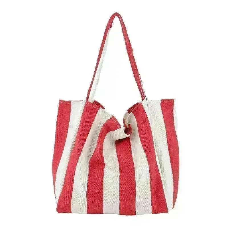 Fashion Shopper Handbags Women Striped Canvas Totes - EX-STOCK CANADA