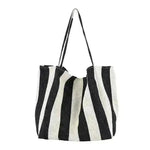 Fashion Shopper Handbags Women Striped Canvas Totes - EX-STOCK CANADA