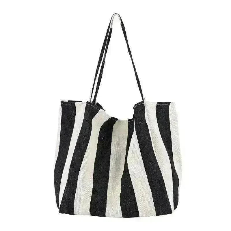 Fashion Shopper Handbags Women Striped Canvas Totes - EX-STOCK CANADA