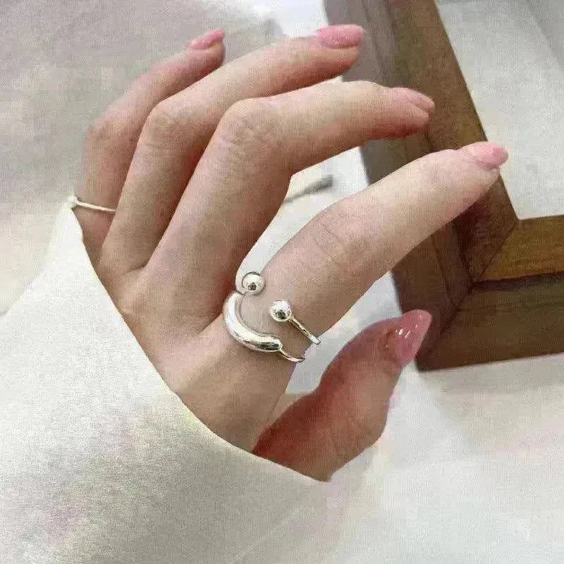 Fashionable Jewelry Adjustable Opening Ring Smiley Cute Happy Face Ring - EX-STOCK CANADA