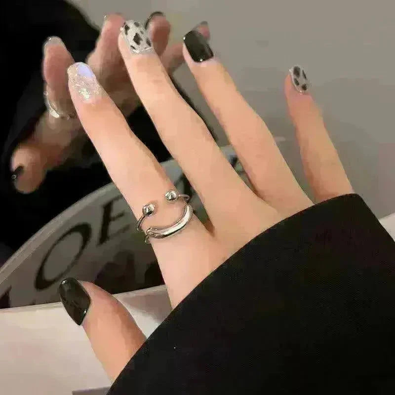 Fashionable Jewelry Adjustable Opening Ring Smiley Cute Happy Face Ring - EX-STOCK CANADA