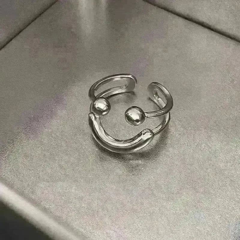 Fashionable Jewelry Adjustable Opening Ring Smiley Cute Happy Face Ring - EX-STOCK CANADA