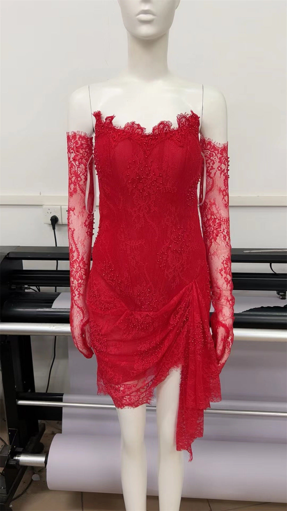 Fashionable Oversleeve Tube Top Lace Fashion Party Dinner Dress EX-STOCK Canada 