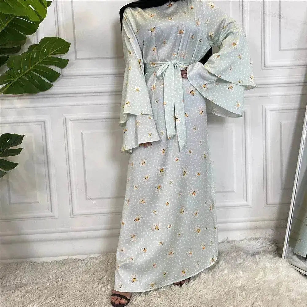 Fashionable Printed Large Lace Up Arab Dress - EX-STOCK Canada