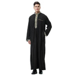 Fashionable and Elegant Arab Middle East Men's Applique Stand Collar Robe, TH810 Moroccan Men's Jalabiya - EX-STOCK Canada