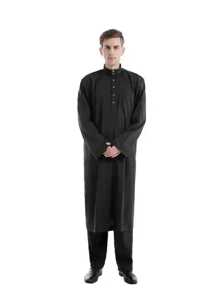 Fashionable and Elegant Arab Two-piece Solid Color Men's Robe Moroccan Men's Jalabiya - EX-STOCK Canada
