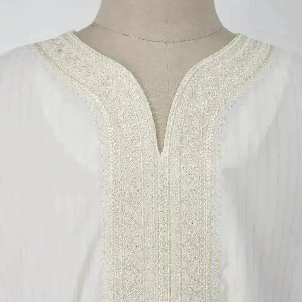 Fashionable and Elegant Ethnic Style Loose Casual Embroidery White Arab Robe Moroccan Men's Jalabiya - EX-STOCK Canada