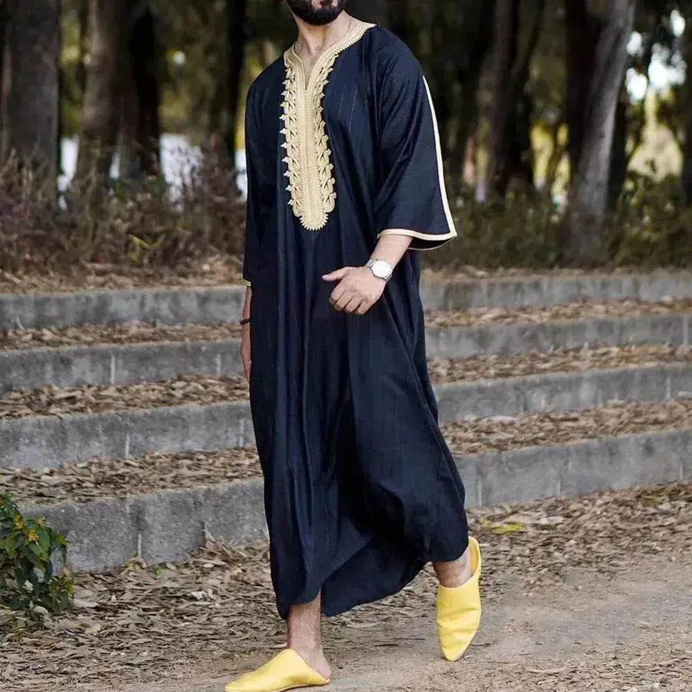 Fashionable and Elegant Fashionable ArabMen's Long Shirt Black Arab Robe Moroccan Men's Jalabiya - EX-STOCK Canada