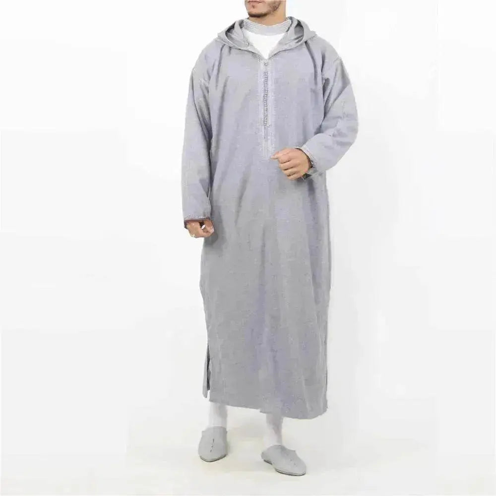 Fashionable and Elegant Men's Fashion Casual Hooded Shirt Arab Robe Moroccan Men's Jalabiya - EX-STOCK Canada