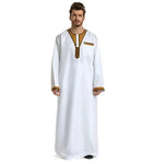 Fashionable and Elegant Round Neck Stitching Long-Sleeved Arab Hui Robe Male Moroccan Men's Jalabiya - EX-STOCK Canada