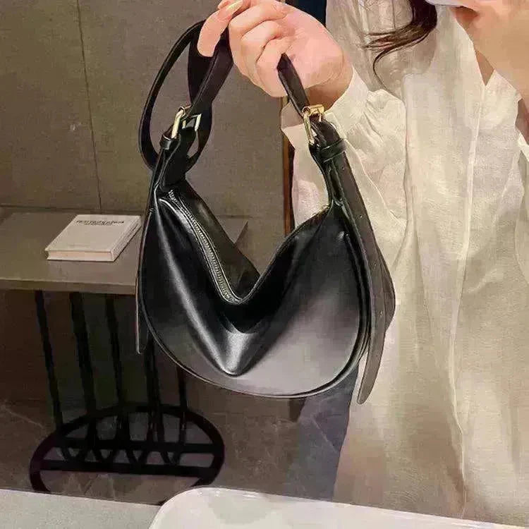 Female's Fashionable Moon Shape Underarm Solid Color Small Shoulder Bag - EX-STOCK CANADA