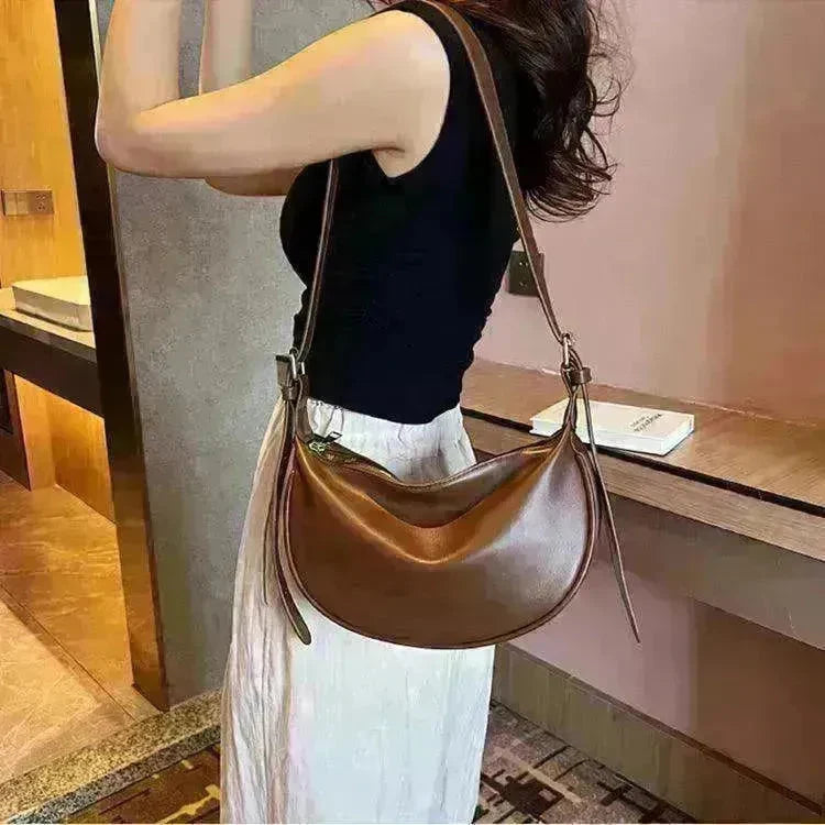 Female's Fashionable Moon Shape Underarm Solid Color Small Shoulder Bag - EX-STOCK CANADA