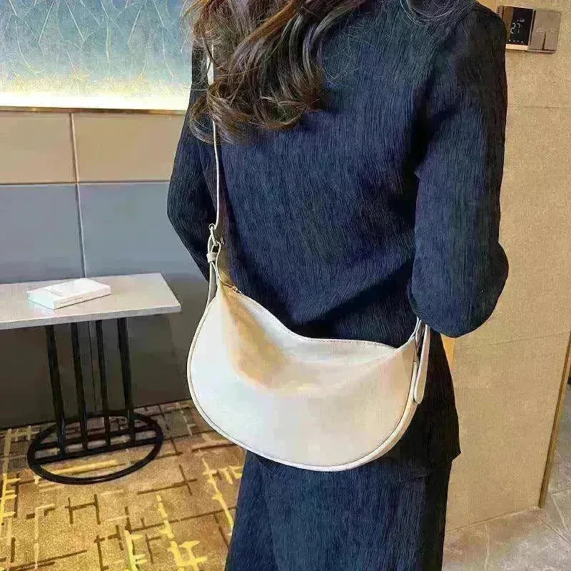 Female's Fashionable Moon Shape Underarm Solid Color Small Shoulder Bag - EX-STOCK CANADA