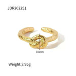 Female's New Stainless Steel Twist Fried Dough Knot Opening Ring - EX-STOCK CANADA
