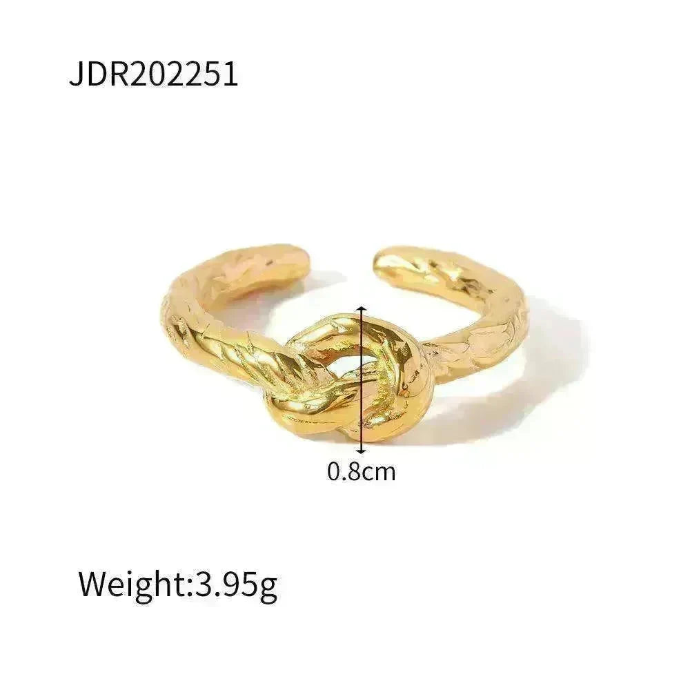 Female's New Stainless Steel Twist Fried Dough Knot Opening Ring - EX-STOCK CANADA