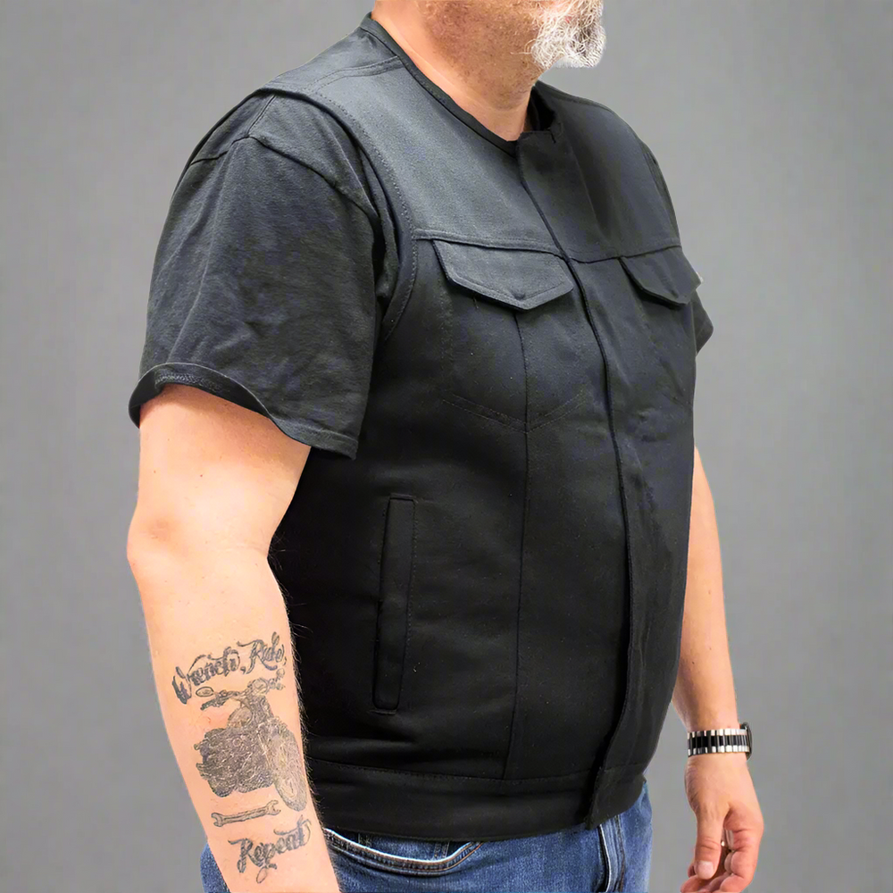 Chaleco de mezclilla para hombre de motociclista de First MFG Co.EX-STOCK Canada 