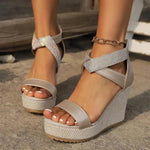 Fish Mouth High Wedges Sandals With Rhinestone Design Fashion Summer Platform Shoes For Women - EX-STOCK Canada