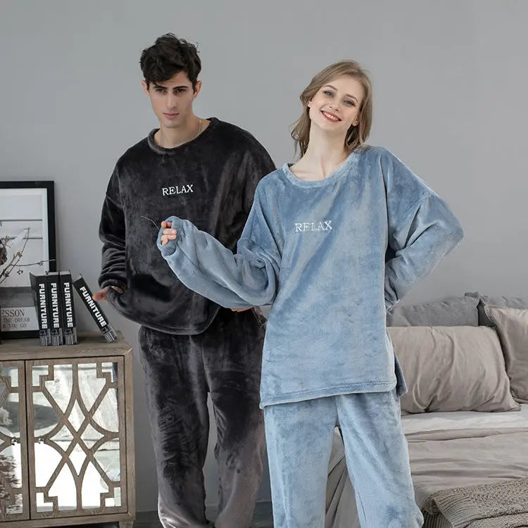 Flannel Pajamas Sets Winter Home Clothes For Women Men Sleepwear Couple - EX-STOCK Canada