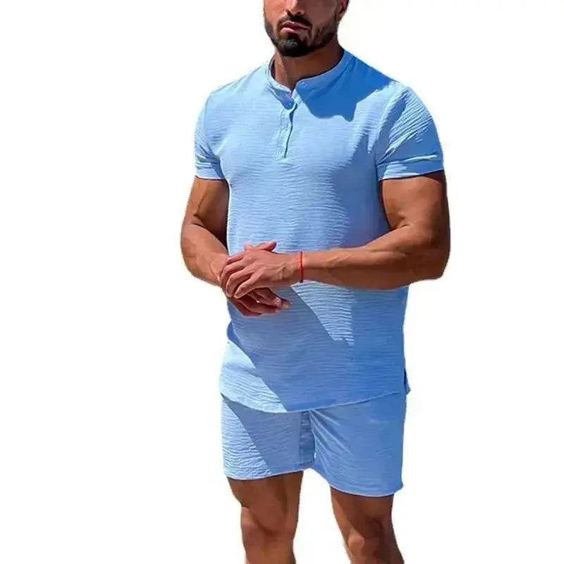 Foreign Trade Men's Short-sleeved Shorts Two-piece Cross-border Suit Wholesale - EX-STOCK Canada
